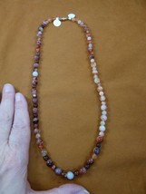 v725-2 Orange white red Agate 6 + 8mm beaded gem gemstone bead 22&quot; long Necklace - £37.49 GBP