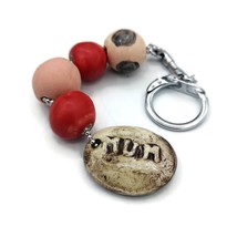 Mum Key Ring, Handmade Ceramic Beaded Key Chain For Women, Cute Clay Key Chain - £19.77 GBP