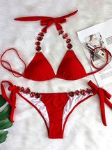 Womens Rhinestone Two-Piece Bikini Set - £38.19 GBP