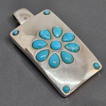 925 Sterling Silver Turquoise Flower Pendant - £27.29 GBP