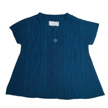 Draped Teal Blue Green Babydoll Shrug Style Open Front Knit Cardigan Sweater - £5.32 GBP