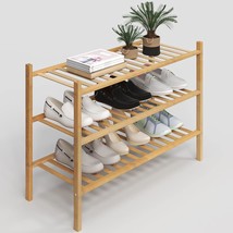 3-Tier Shoe Rack For Closet, Stackable Shoes Organizer Free Standing Shelf Entry - £38.54 GBP