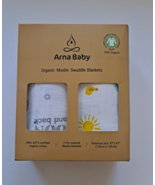 Arna Baby 100% Organic Muslin swaddle blankets, 2pk, NIB, Train & Panda - £14.69 GBP