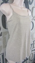 New LOFT Grey Heather With Gold Shimmer Cami Top Women L Adj. Strap Stre... - £14.14 GBP