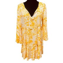 Blue Island Yellow Abstract Floral Tropical Beach Swim Cover Up Dress Small - £21.18 GBP