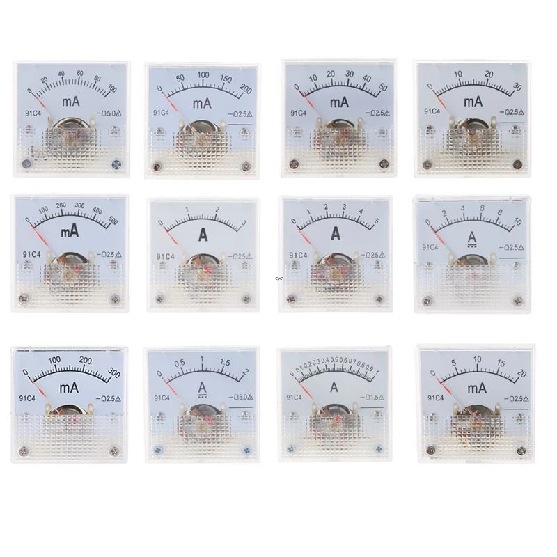 91C4 Ammeter DC og Current Meter Panel Mechanical Pointer Type 1/2/3/5/10/20/30/ - £130.27 GBP