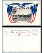 VINTAGE Postcard - Eagle Atop 2 Flags &quot;Patriotic Greetings&quot; M40 - €2,45 EUR