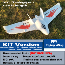 RC Airplane KIT FPV Flying Wing 3.37ft Wingspan Delta Wings Aircraft DIY... - $59.99