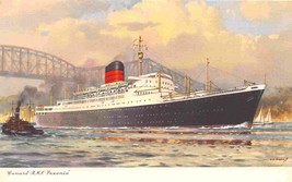 RMS Saxonia Ocean Liner Ship Cunard Line UK postcard - £5.48 GBP