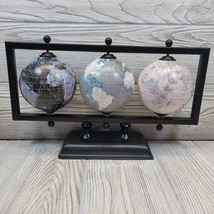 Trio Rotating Globe Earth World Decor Desktop Educational Home Office Map Study - £23.91 GBP