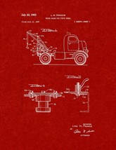 Truck Crane for Fifth Wheel Patent Print - Burgundy Red - $7.95+