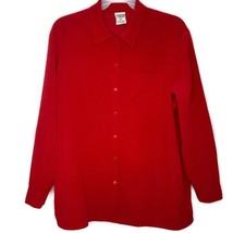 Allison Daley Womens Size 22W Heavy Shirt Long Sleeve Button Up Collared Red - £10.98 GBP