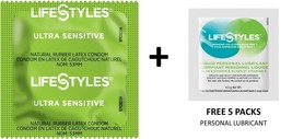 100 CT Lifestyles Ultra Sensitive Condoms + FREE 5 Lifestyles lubricant ... - $21.73