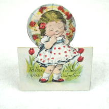 Vintage Valentine Cutout Card Stand Up Blonde Girl Parasol Red 1920-30s UNSIGNED - £7.98 GBP