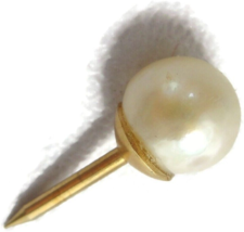 Pearl 14K Yellow Gold Neck Tie Tack Lapel Pin Vintage - £77.61 GBP