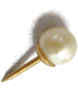 Pearl 14K Yellow Gold Neck Tie Tack Lapel Pin Vintage - £77.89 GBP