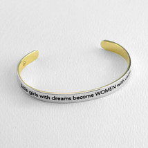 Women with Vision Quote Bracelet Bangle Silver Brass Inspirational Jewelry Taxco - $17.99