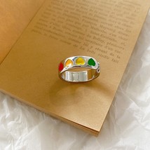 Bohemian Vintage Colorful Heart Shaped Open Ring For Women Fashion Simple Design - £7.81 GBP