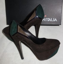 Made in Italia Platform Pumps multi color brown Suede  Size 40 us 10 new - $120.41