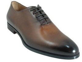 Brown Oxford Men Shoes Plain Rounded Burnished Toe Premium Quality Leather  - £100.95 GBP