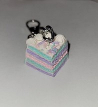 Mermaid Cake Keychain Silver Dessert Cake Layers Pastel Charm Accessory - $8.75