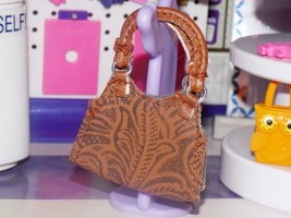 Barbie Dress up accessories faux brown leather black print shoulder bag handbag - £7.01 GBP