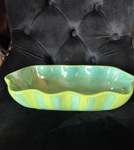 Gail Pittman Scalloped Green Blue Ceramic Chip Salsa Noodle Nut Serving Bowl - $24.00