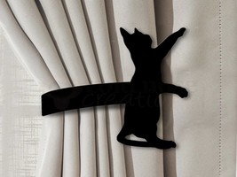 Cat Theme Reaching Kitty Drapery Holdback in Black Rust or Unpainted - $39.00