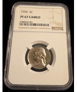1954 P JEFFERSON NICKEL, NGC PF 67 CAMEO - $1,026.37 MXN