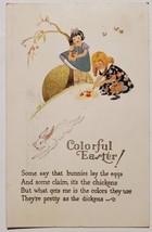 Art Deco Easter Children Rabbit Eggs Goldsun Gilt Greeting Postcard R24 - £7.14 GBP