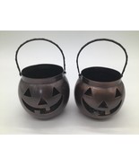 VINTAGE Colonial Candle of Cape Cod Metal Jack-O-Lantern Pail Set of 2 P... - €12,74 EUR