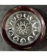 Antique Ruby Stain EAPG Bullseye &amp; Fan Glass Plate – Starburst Center 1890s - $19.95