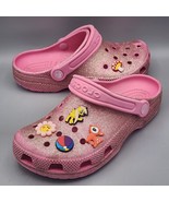 Crocs Clogs Size J4 Pink Glitter Sparkle Rubber Comfort Outdoor Slip On ... - $19.34
