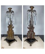 cornelius &amp; co candle holder antique brass w/ Hanging Crystals - $120.46