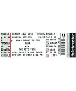 GWAR Concert Ticket Stub October 19 2012 Ybor City Tampa Florida - £11.64 GBP
