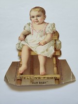 Vintage Mellin&#39;s Baby Food Our Baby Boston Ma Die Cut, Standing Baby Trade Card - £7.82 GBP