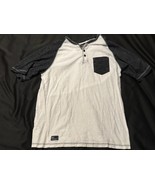 Distortion Men’s Henley T-Shirt XL Gray White Raglan Pocket Tee Cotton B... - $20.44 CAD