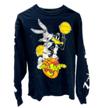 Space Jam Looney Tunes Graphic Shirt Size Medium Black Long Sleeve Bugs Daffy - £12.87 GBP