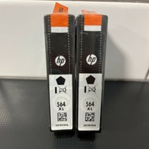 Two (2) HP 564XL Black Ink Cartridge, High Yield  OEM Exp. 04/2020 No Box Sealed - £17.62 GBP