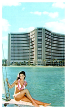 Sheraton Waikiki Hotel Issued Postcard with Woman on Catamaran on the Water - £7.70 GBP