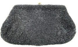 Vtg Walborg Black Beaded Evening Purse Clutch Made in Belgium by Hand - $39.99