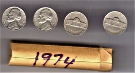 Jefferson Nickels coin 1974 - One Roll of 40 -1974 Nickels - $9.95