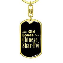 Chinese Shar-Pei v2 - Luxury Dog Tag Keychain 18K Yellow Gold Finish - £27.78 GBP