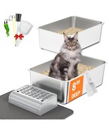 Stainless Steel Litter Box Set- [6-in-1] Extra Large Cat Litter Box with... - $79.19