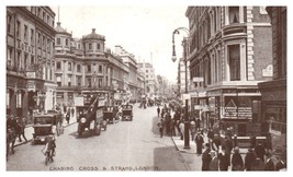 Charing Cross and Strand London England Old Cars Street Scene Postcard - £8.70 GBP