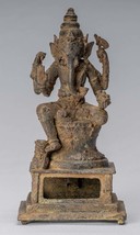 Ganesh - Antique Javanese Style Bronze Seated Indonesia Ganesha Statue -25cm/10&quot; - £1,159.82 GBP