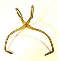 Vintage Brass Ice Block Tongs Rustic Adjustable With Handle - £26.76 GBP