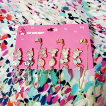 Sanrio My Melody Kawaii Pastel 3x sets of cuffed enameled earrings - £15.71 GBP