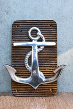 Aluminum Sailor Marine Sea Ship Anchor On Board 2 Pegs Double Wall Hook Plaque - £23.90 GBP