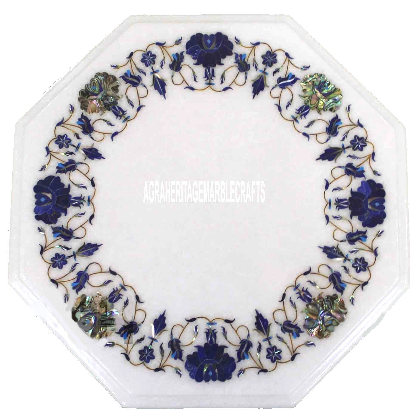 Marble End Coffee Table Top Furniture Floral Stone Inlaid Arts Home Deco... - $284.72+